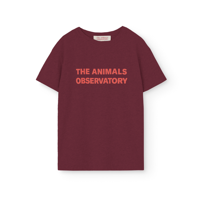 Children's Maroon t-shirt with 'The Animals Observatory'  logo