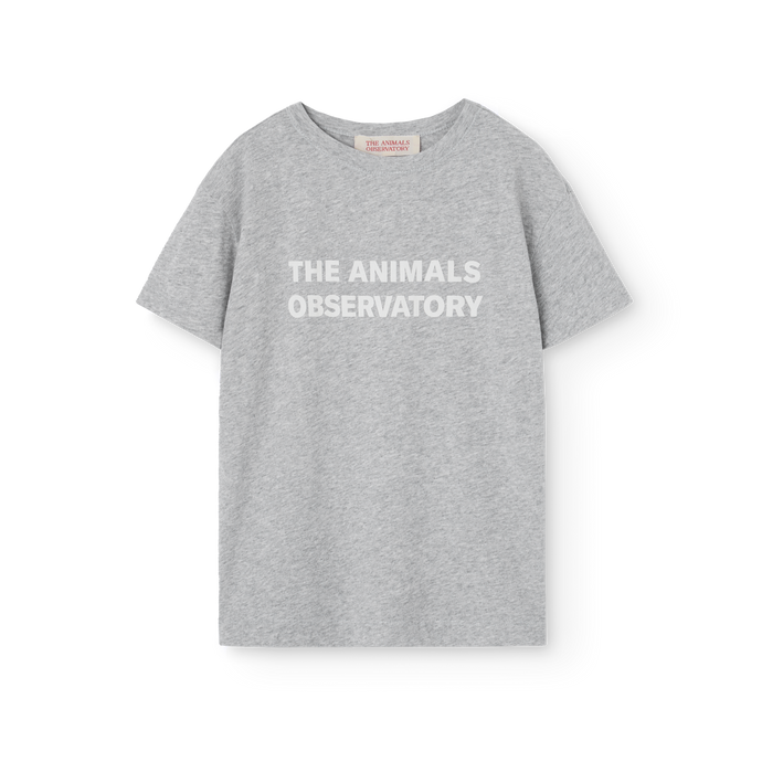 Children's grey t-shirt with 'The Animals Observatory' logo in white