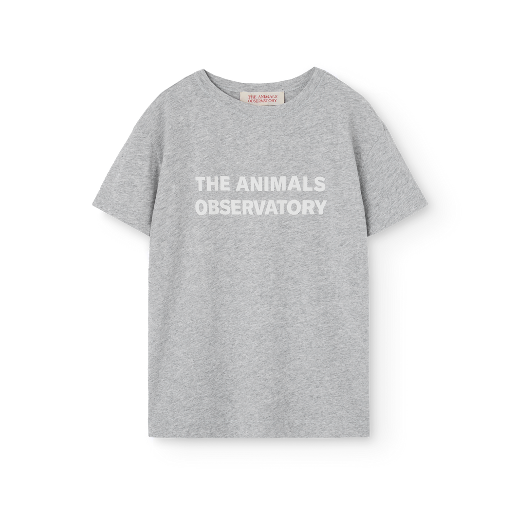Children's grey t-shirt with 'The Animals Observatory' logo in white