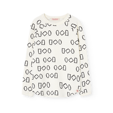 Load image into Gallery viewer, The Animals Observatory white long sleeve t-shirt with black geometric pattern 
