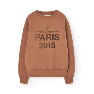 The Animals Observatory Brown sweatshirt with 'PARIS 2015' logo on the front and yellow sun print on the back