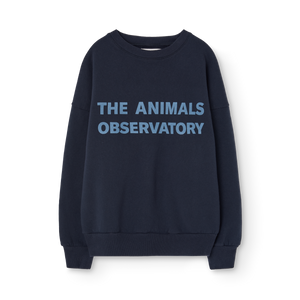 Children's Navy blue sweatshirt with 'The Animals Observatory' logo in lighter blue