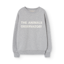 Load image into Gallery viewer, Children&#39;s grey sweatshirt with &#39;The Animals Observatory&#39;  logo in white
