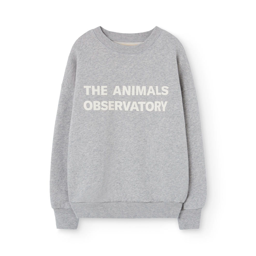 Children's grey sweatshirt with 'The Animals Observatory'  logo in white