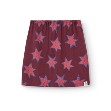 Load image into Gallery viewer, The Animals Observatory Maroon skirt with pink star pattern print
