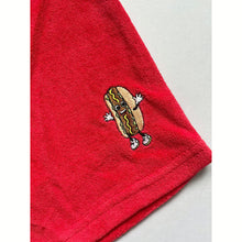 Load image into Gallery viewer, Hugo Loves Tiki - Red Terry Embroidered Hot Dog Shorts
