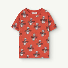Load image into Gallery viewer, The Animals Observatory - Red t-shirt with all over white poodle print
