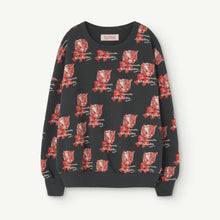 Load image into Gallery viewer, The Animals Observatory - Black sweatshirt with all over kitten print in red
