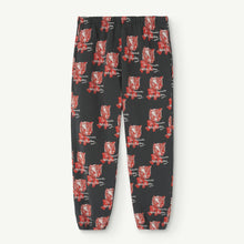 Load image into Gallery viewer, The Animals Observatory - Black sweatpants with all over kitten print in red
