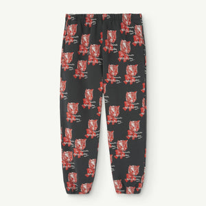 The Animals Observatory - Black sweatpants with all over kitten print in red