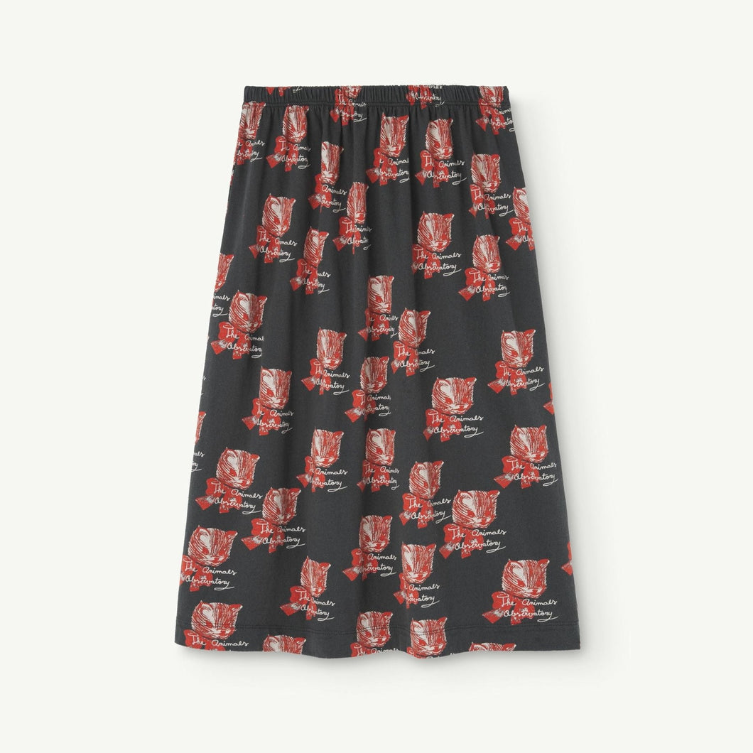 The Animals Observatory - Black skirt with all over kitten print in red