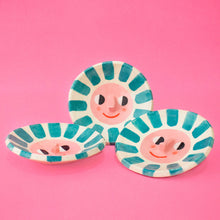 Load image into Gallery viewer, Ana Seixas  - Teal Happy Sun Ceramic Trinket Dish
