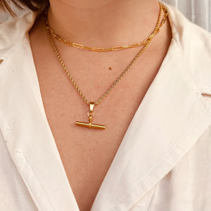 Little Nell Jewellery - Everyday Gold Rope Necklace with T-bar Pendant