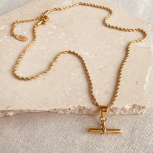 Load image into Gallery viewer, Little Nell Jewellery - Everyday Gold Rope Necklace with T-bar Pendant
