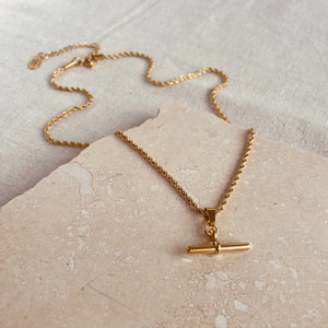 Little Nell Jewellery - Everyday Gold Rope Necklace with T-bar Pendant