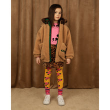 Load image into Gallery viewer, Mini Rodini - Light brown faux fur coat with dark brown hood with ears and adored embroidery on pocket
