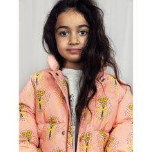 Load image into Gallery viewer, Mini Rodini pink puffer jacker with all over yellow flower print from the new AW24 collection &#39;Agatha&#39;
