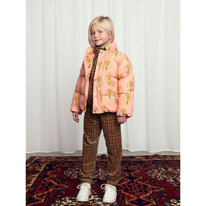 Mini Rodini brown velour trousers with all over houndstooth check print from the new AW24 collection 'Agatha'