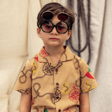 Load image into Gallery viewer, Mini Rodini - pale brown woven shirt with all over nautical print
