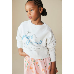 The Animals Observatory - White sweatshirt with blue micro animals print