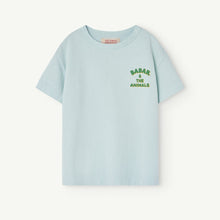 Load image into Gallery viewer, The Animals Observatory Babar Elephant t-shirt in pale blue with Babar illustration on back
