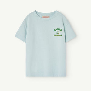 The Animals Observatory Babar Elephant t-shirt in pale blue with Babar illustration on back