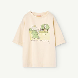 The Animals Observatory Babar oversize t-shirt in ecru cream with Babar illustration on front