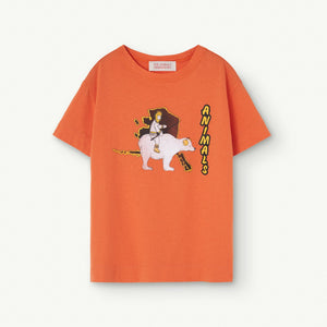 The Animals Observatory - orange t-shirt with polar bear and 'The Animals' print