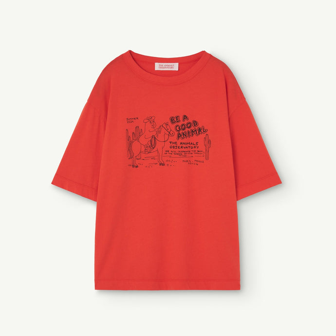 The Animals Observatory - red oversized t-shirt with cowboy illustrative print