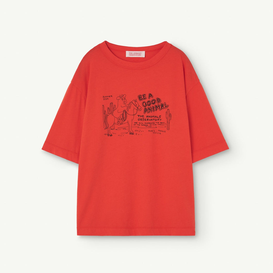 The Animals Observatory - red oversized t-shirt with cowboy illustrative print