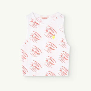 The Animals Observatory - white tank top with all over red 'creme patisiere' print