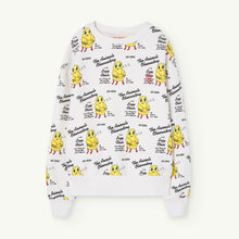 Load image into Gallery viewer, The Animals Observatory - white sweatshirt with all over yellow lazy chair print
