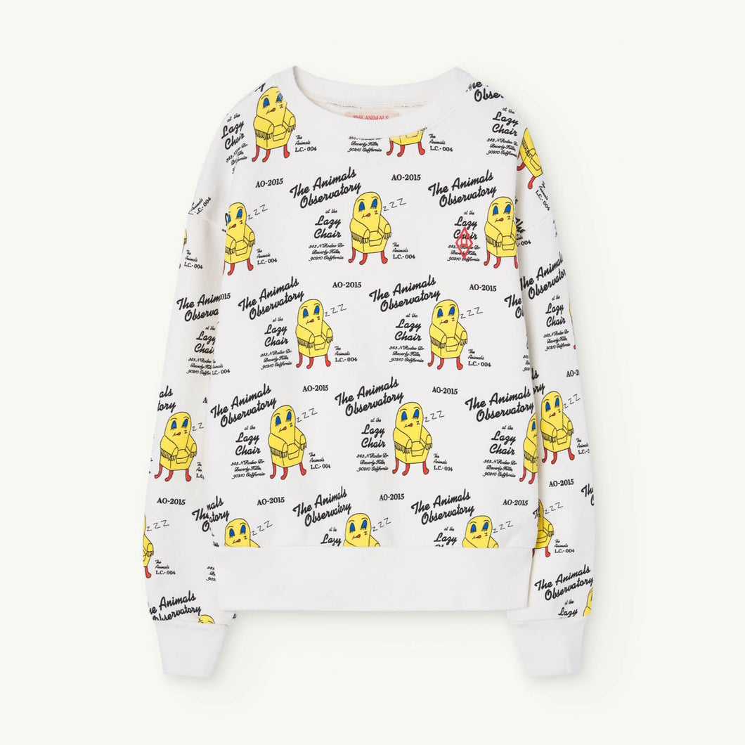 The Animals Observatory - white sweatshirt with all over yellow lazy chair print
