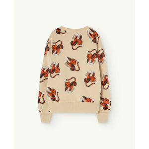 The Animals Observatory - beige sweatshirt with all over friendly tiger print