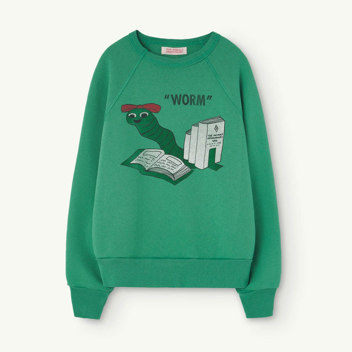 The Animals Observatory - green sweatshirt with bookworm print