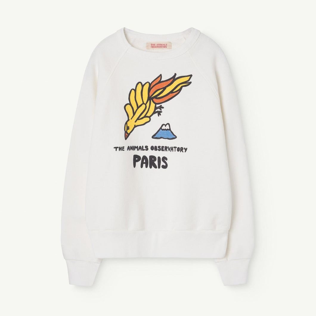 The Animals Observatory - white sweatshirt with flaming pheonix and 'Paris' print