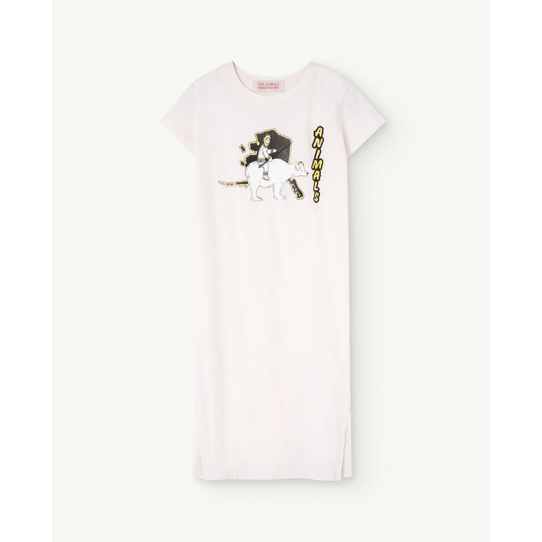 The Animals Observatory - white midi t-shirt dress with polar bear and 'The Animals' print