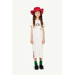 The Animals Observatory - white midi t-shirt dress with polar bear and 'The Animals' print