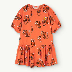 The Animals Observatory - orange dress with all over friendly tiger print