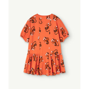The Animals Observatory - orange dress with all over friendly tiger print