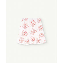 Load image into Gallery viewer, The Animals Observatory - white ruffle skirt with all over red &#39;creme patisiere&#39; print

