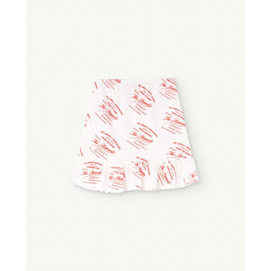 The Animals Observatory - white ruffle skirt with all over red 'creme patisiere' print