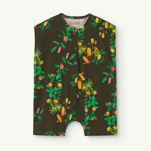 The Animals Observatory - dark brown baby jumpsuit one-piece with all over floral print