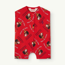 Load image into Gallery viewer, The Animals Observatory - red baby jumpsuit one-piece with all over billy the dog print
