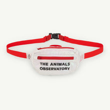 Load image into Gallery viewer, The Animals Observatory - iridescent bum bag with black logo and red strap
