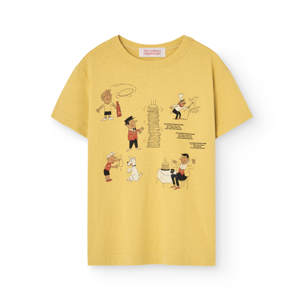 The Animals Observatory - Rooster T-shirt in Yellow Pancakes