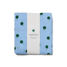 Load image into Gallery viewer, Studio Noos - Light Blue Clover Swaddle Large
