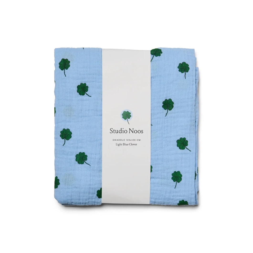 Studio Noos - Light Blue Clover Swaddle Large