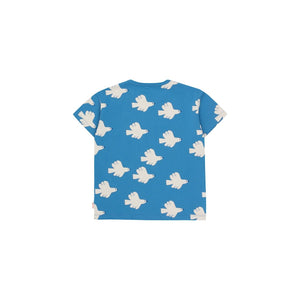 Tinycottons - blue t-shirt with all over white dove print