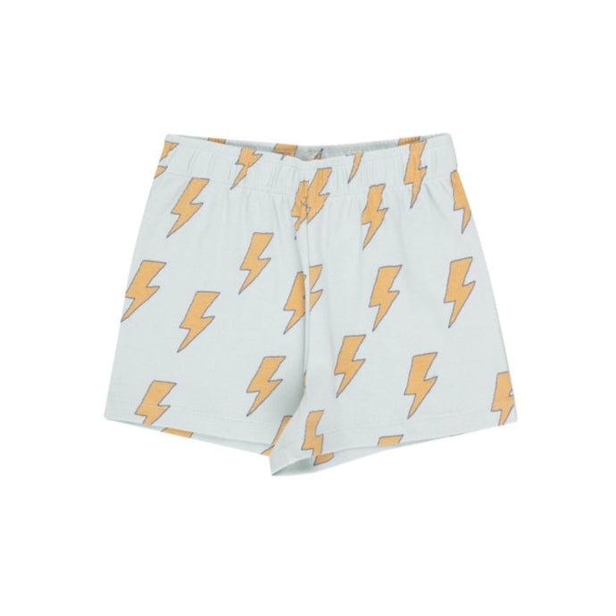 Tinycottons - pale grey shorts with all over lightening bolt print in yellow